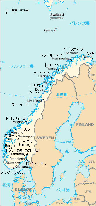 ノルウェー地図（中サイズ）