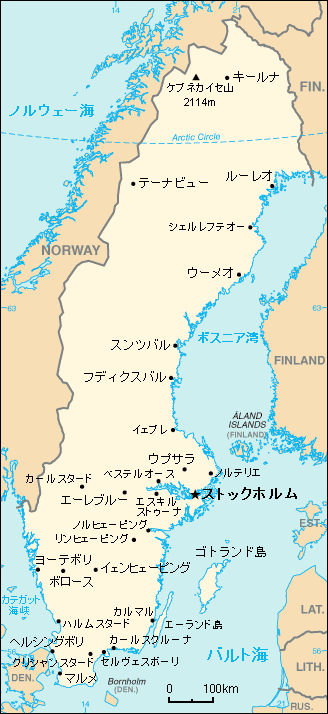 日本語版スウェーデン地図（中サイズ）