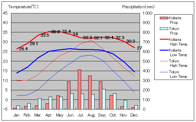 Kolkata Temperature Graph