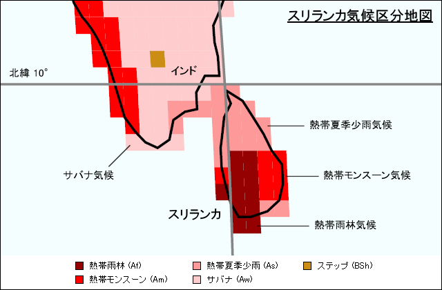 スリランカ気候区分地図