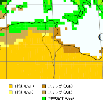 チュニジア気候区分地図 チュニジア気候区分地図