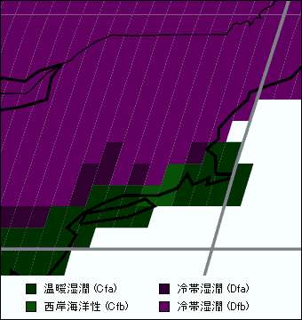 マサチューセッツ州 気候区分地図
