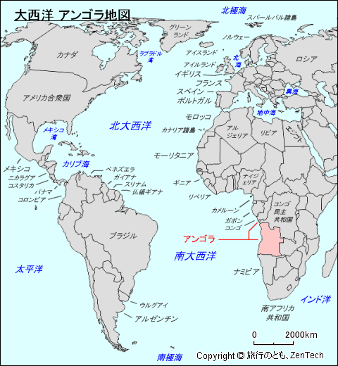 大西洋 アンゴラ地図