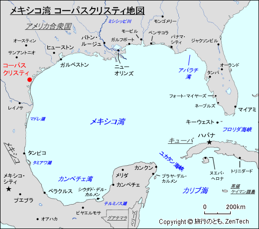 メキシコ湾 コーパスクリスティ地図