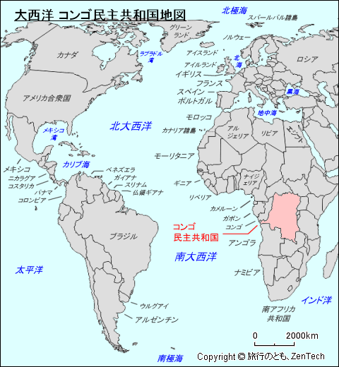 大西洋 コンゴ民主共和国地図