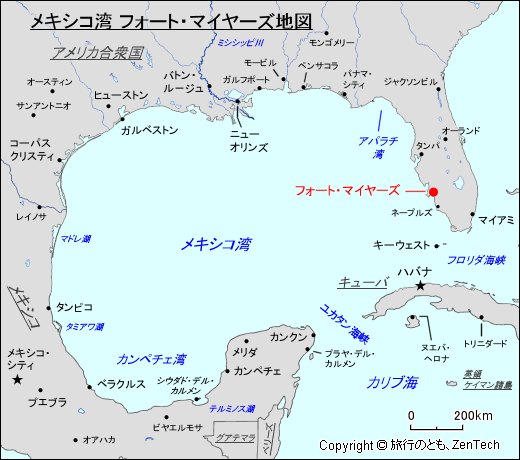 メキシコ湾 フォート・マイヤーズ地図