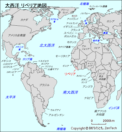 大西洋 リベリア地図