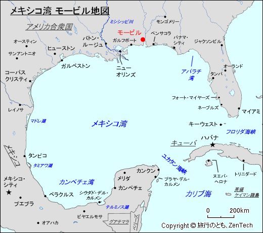 メキシコ湾 モービル地図