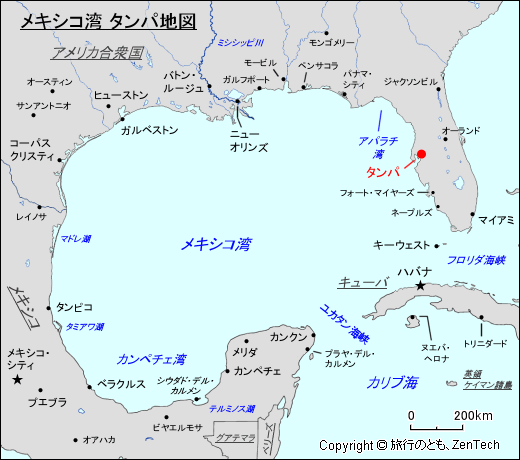 メキシコ湾 タンパ地図