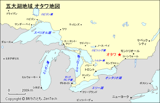 五大湖地域 オタワ地図