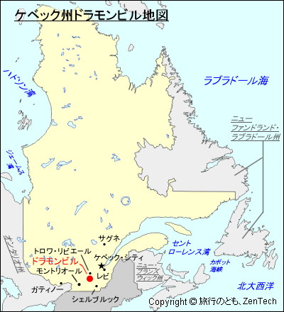 ケベック州ドラモンビル地図