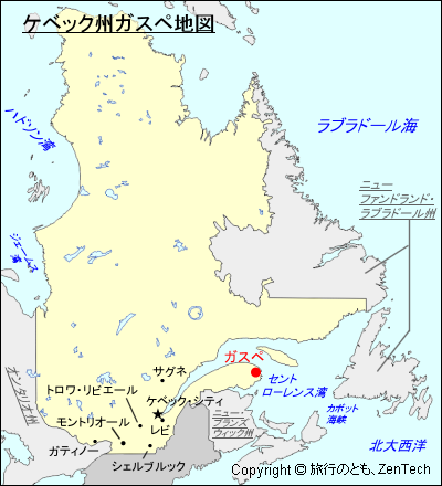ケベック州ガスペ地図