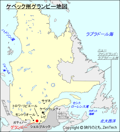 ケベック州グランビー地図