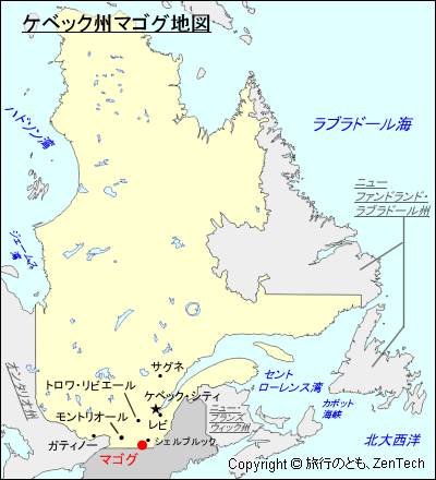 ケベック州マゴグ地図