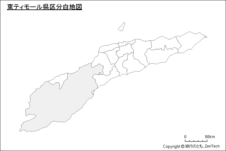東ティモール県区分白地図