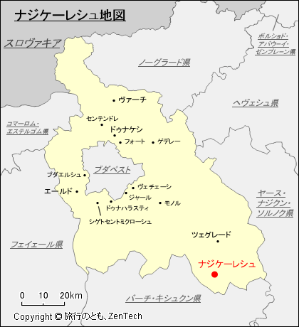 ペシュト県ナジケーレシュ地図