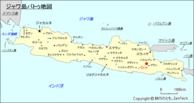 ジャワ島バトゥ地図