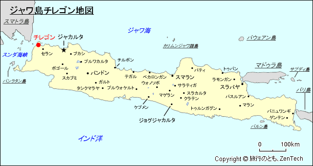 ジャワ島チレゴン地図