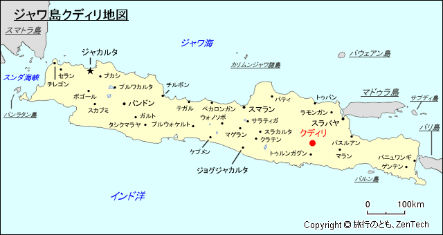 ジャワ島クディリ地図