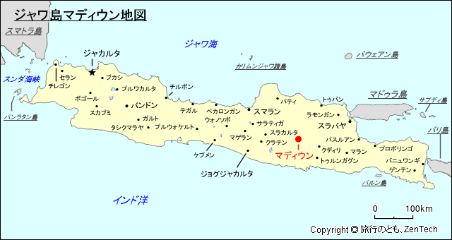 ジャワ島マディウン地図