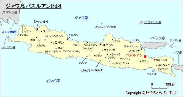 ジャワ島パスルアン地図
