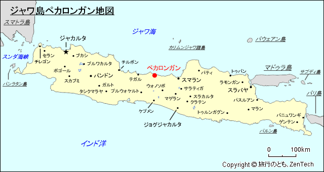 ジャワ島ペカロンガン地図