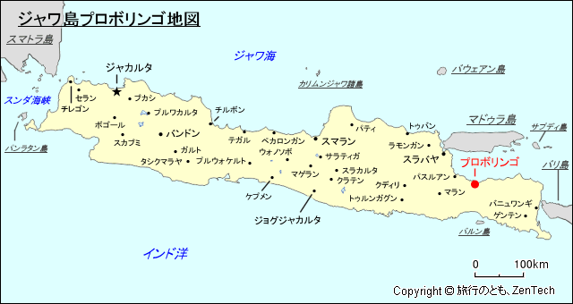ジャワ島プロボリンゴ地図