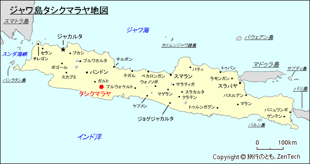 ジャワ島タシクマラヤ地図