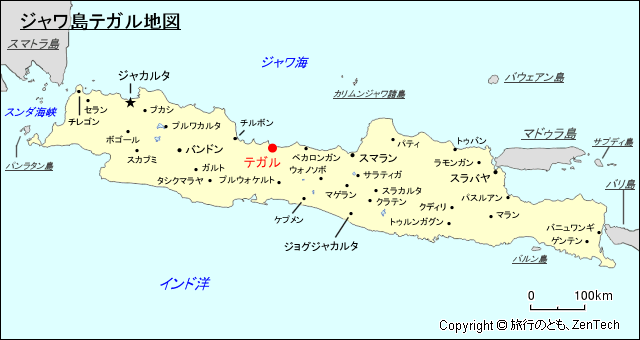 ジャワ島テガル地図
