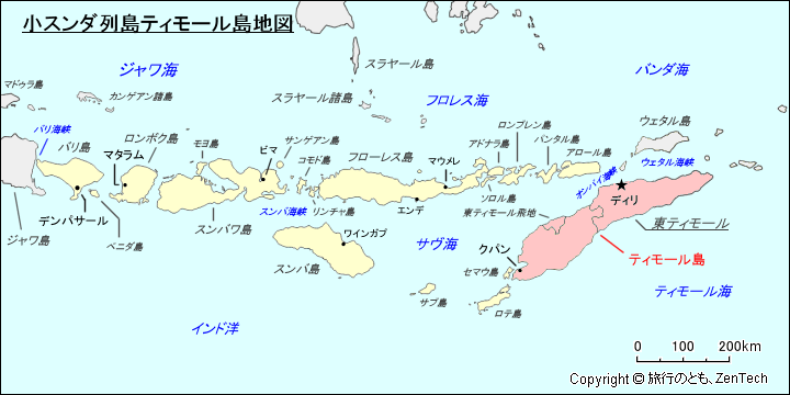 小スンダ列島ティモール島地図
