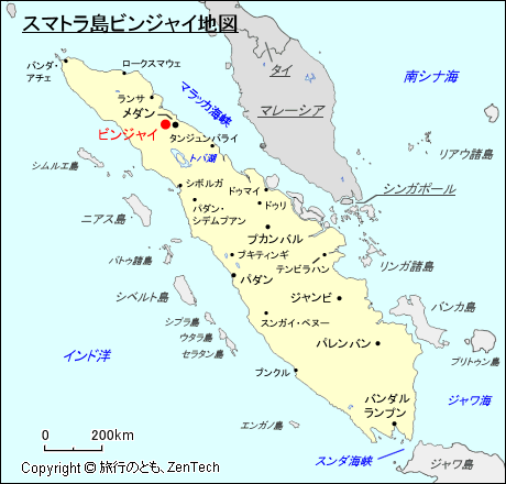 スマトラ島ビンジャイ地図