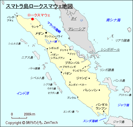 スマトラ島ロークスマウェ地図
