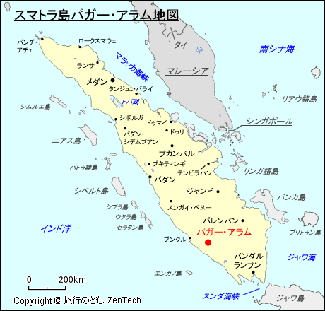スマトラ島パガー・アラム地図