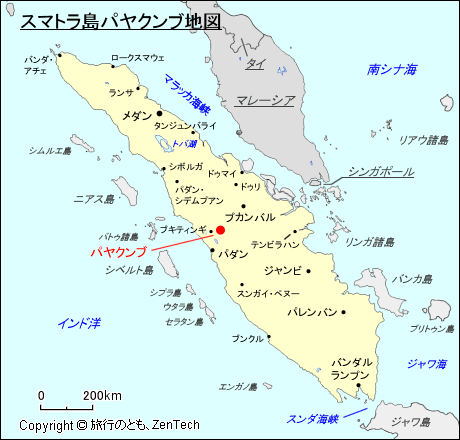 スマトラ島パヤクンブ地図
