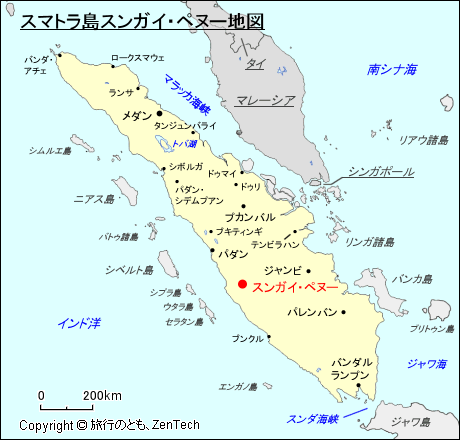 スマトラ島スンガイ・ペヌー地図