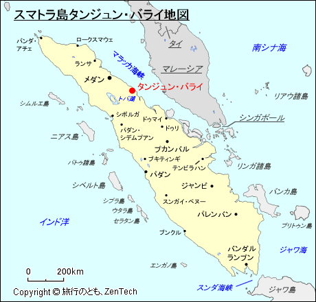 スマトラ島タンジュン・バライ地図