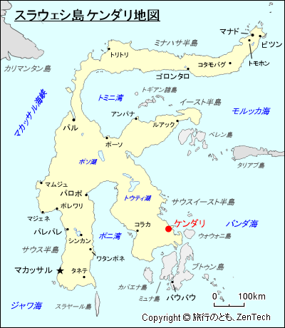 スラウェシ島ケンダリ地図