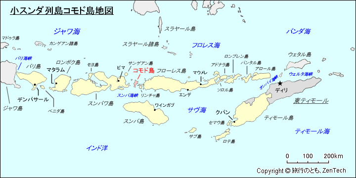小スンダ列島コモド島地図