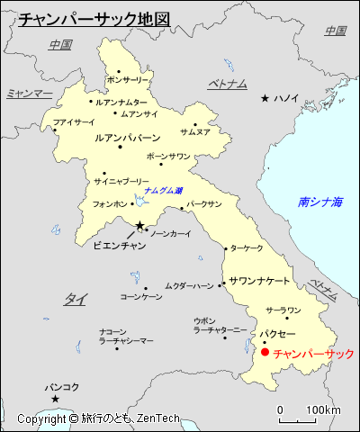 チャンパーサック地図