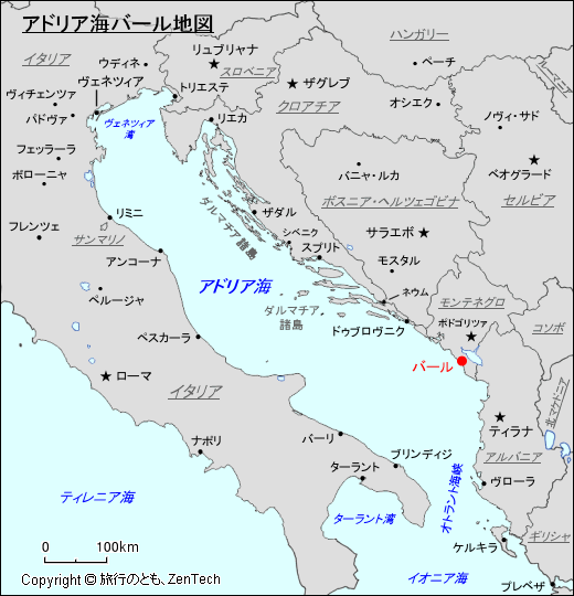 アドリア海バール地図