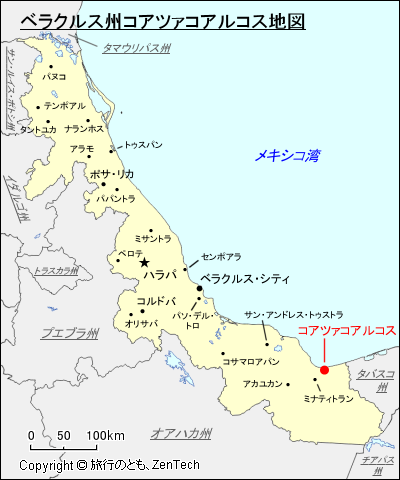 ベラクルス州コアツァコアルコス地図