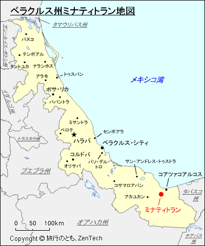 ベラクルス州ミナティトラン地図