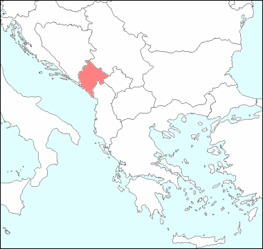 バルカン半島におけるモンテネグロの位置