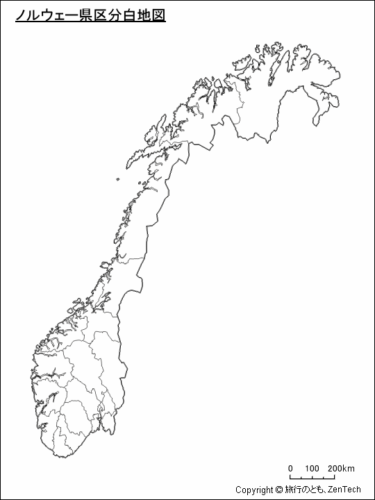 ノルウェー県区分白地図