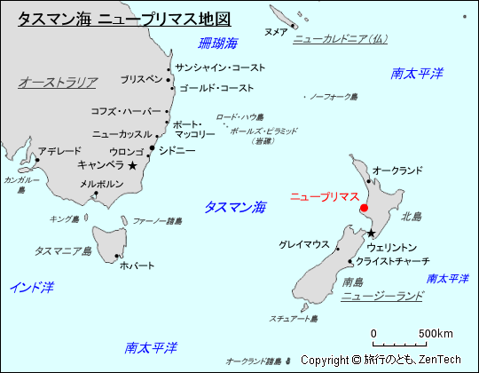タスマン海 ニュープリマス地図