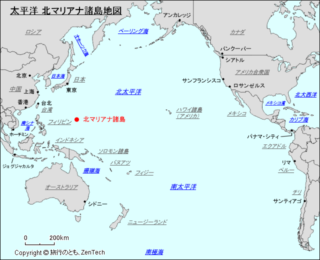 太平洋 北マリアナ諸島地図