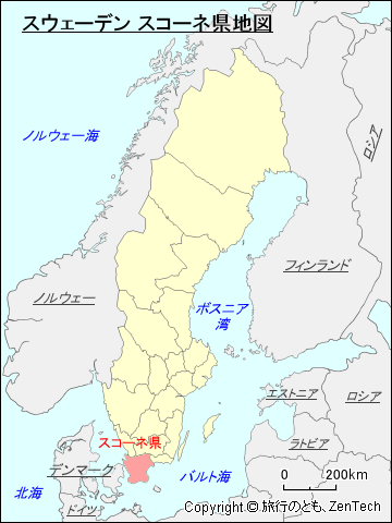 スウェーデン スコーネ県地図