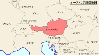 オーストリアと周辺国の地図