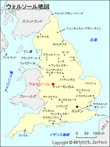 イングランド・ウォルソール地図