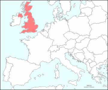西ヨーロッパにおけるイギリス地図